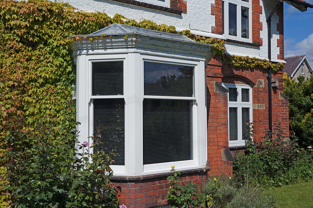 outside view of white wooden windows